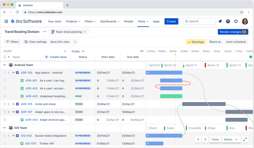 Advanced Roadmaps Screenshot