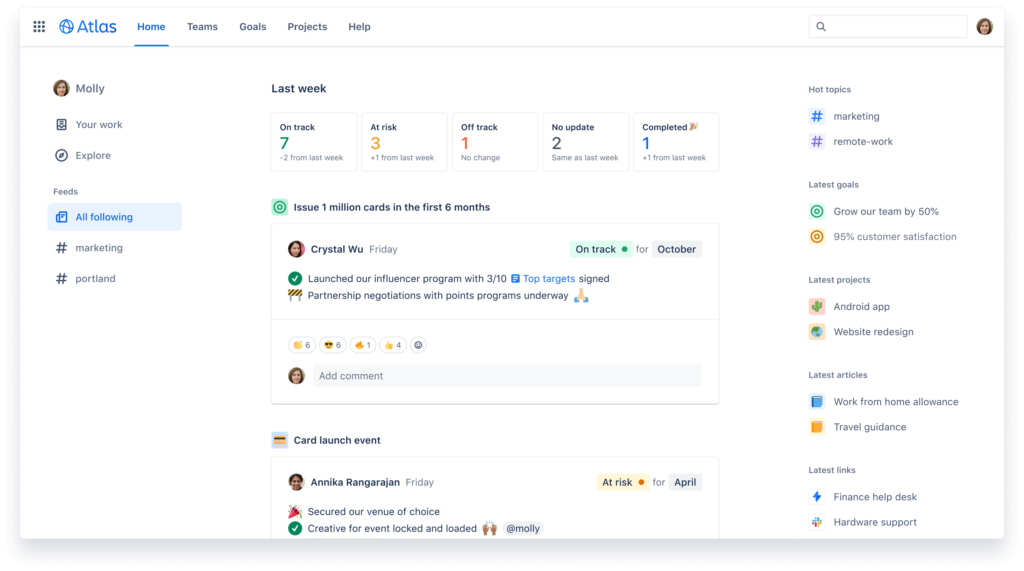 Atlassian Atlass dashboard