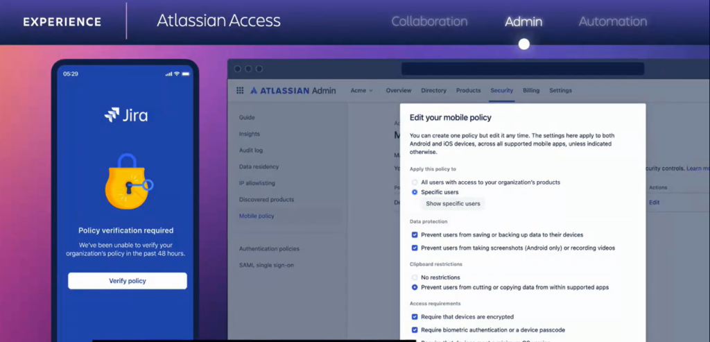 Admin security: Atlassian access