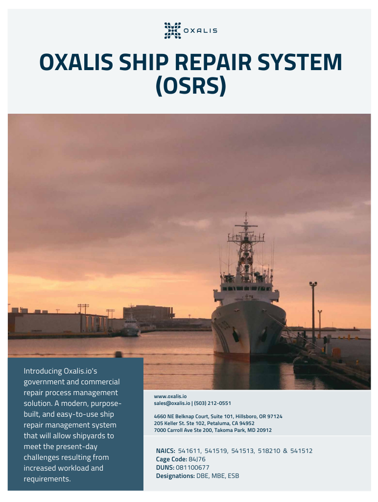 Oxalis Ship Repair System - Brochure