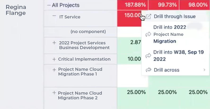 More right-click options for EazyBI reports tempo