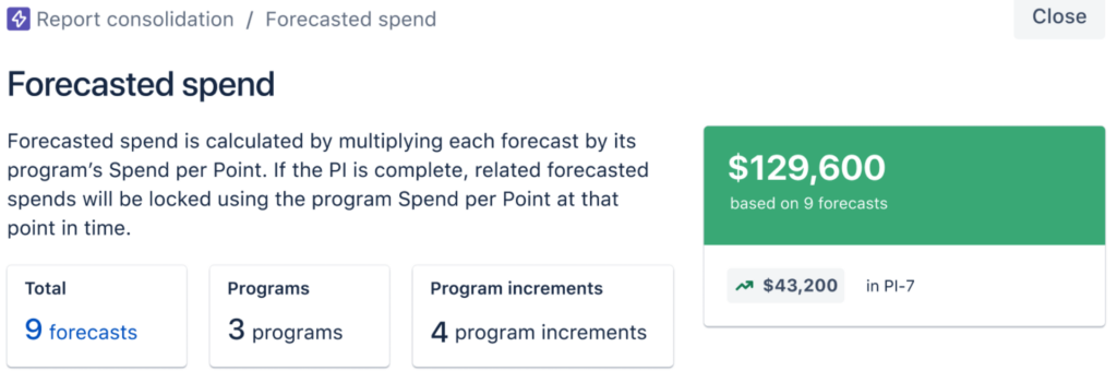 Forecasted Spend Financial value: Jira Align